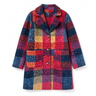 ELLIOTT LAUREN Long Plaid Textured Jacket