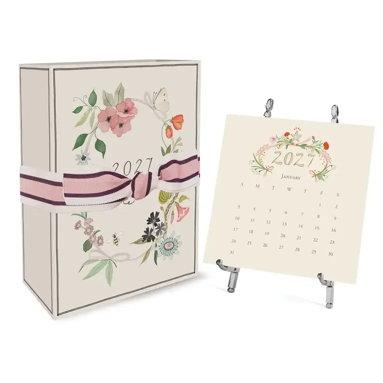 KAREN ADAMS KAREN ADAMS 2027 Classic Desk Calendar- Silver Easel