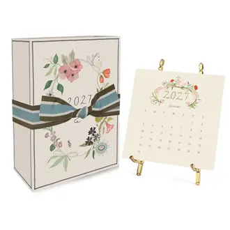 KAREN ADAMS 2027 Classic Desk Calendar- Gold Easel