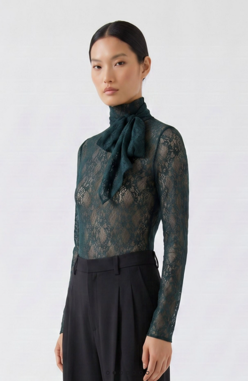 OUI OUI Long Sleeve Lace Top