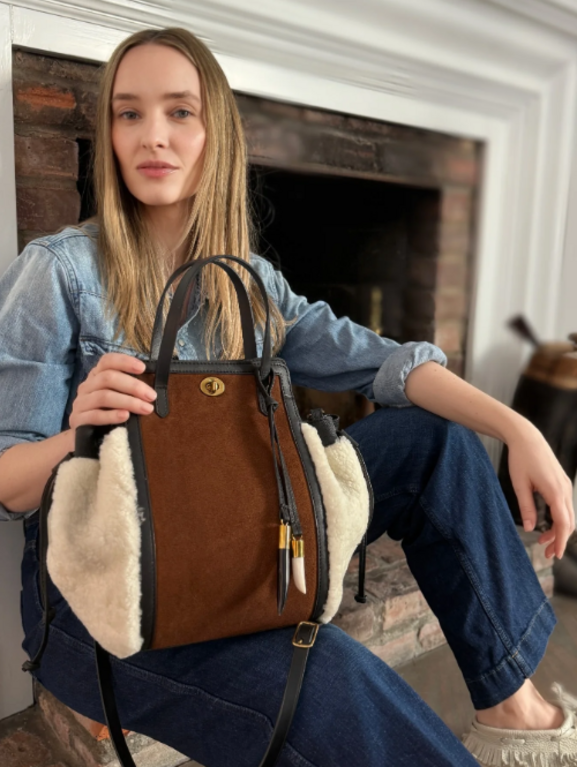 KEMPTON KEMPTON Large Ascot Bag- Natural Shearling and Suede