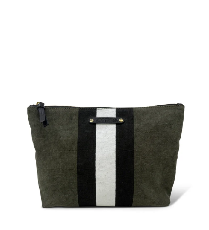 KEMPTON KEMPTON Double Canvas Pouch- Olive Stripe
