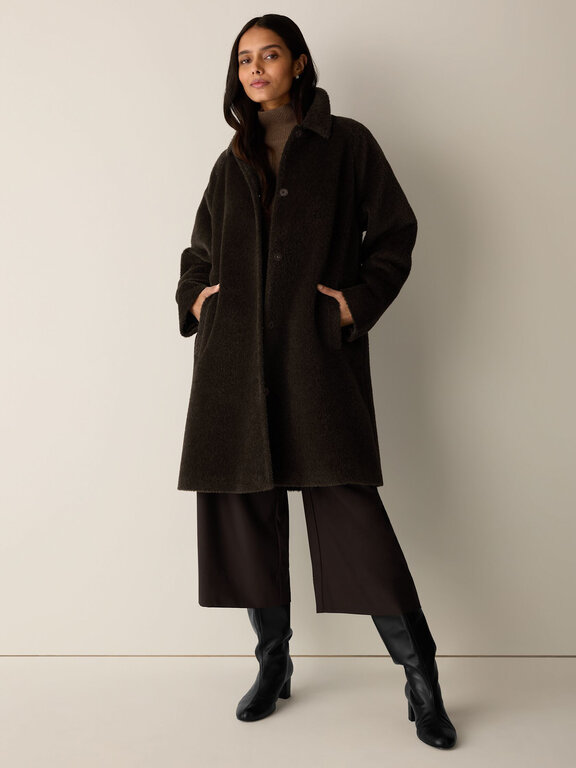 EILEEN FISHER EILEEN FISHER Classic Collar Raglan Sleeve Coat