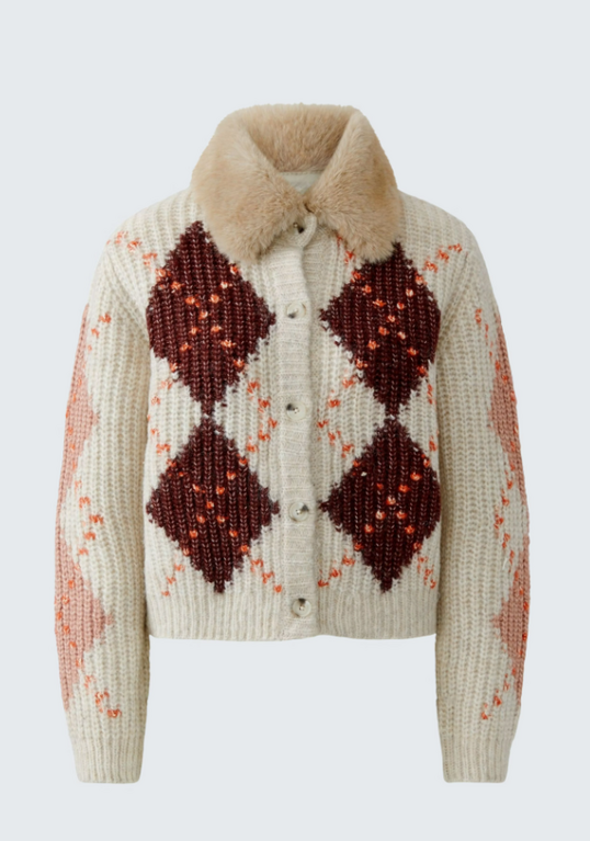 OUI OUI Argyle Cardigan