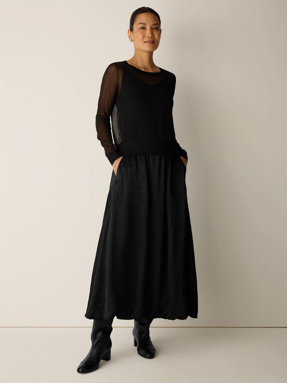 EILEEN FISHER EILEEN FISHER Crinkled Satin Bubble Hem Skirt