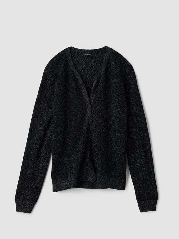 EILEEN FISHER Shimmer Wool V-Neck Cardigan