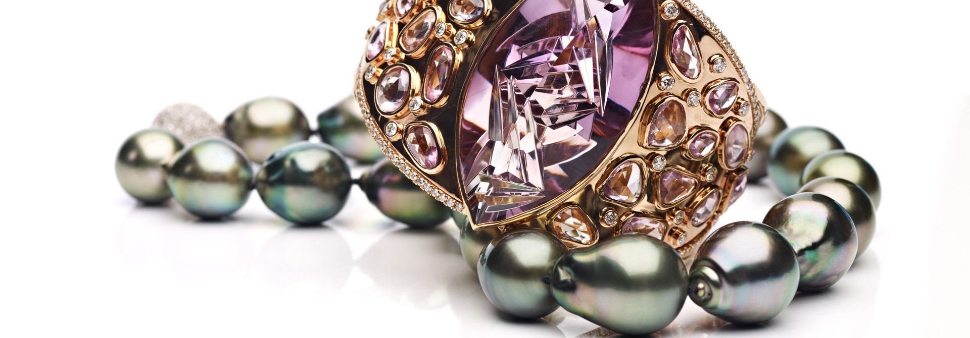 Amethyst & Pastel Rosecut Sapphire Bracelet Cuff