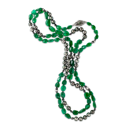 Emerald and Tahitian Pearl Necklace