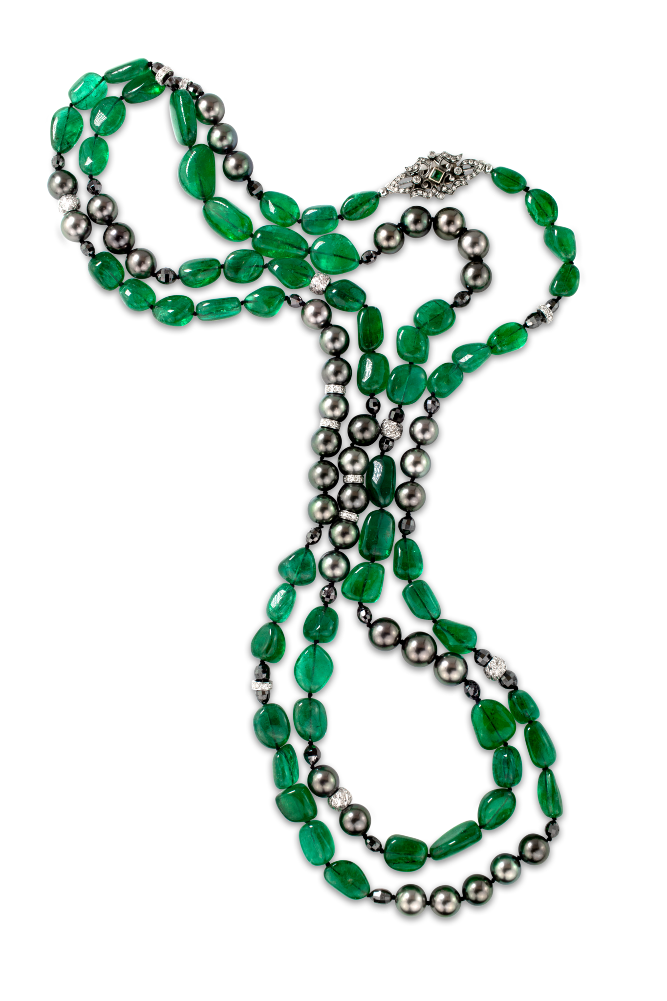 Emerald and Tahitian Pearl Necklace-1