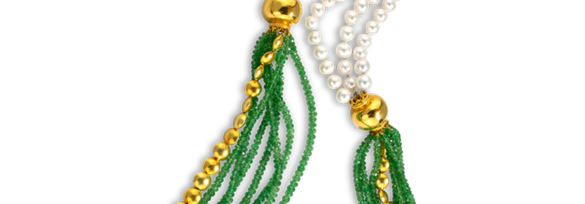 Tsavorite Garnet & Chinese Freshwater White Pearls Necklace - 34"