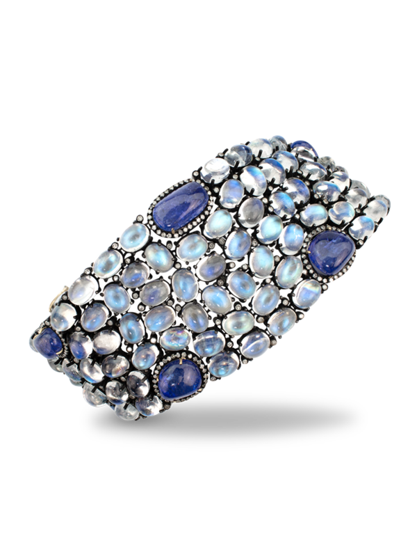 Moonstone and Tanzanite Bracelet Sterling Silver