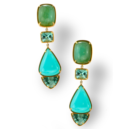 Peruvian Opal and Lagoon Tourmaline Earrings