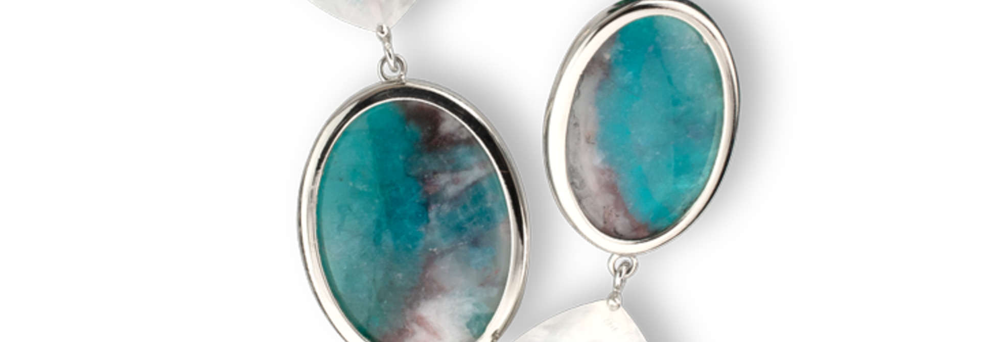 Paraiba Tourmaline Slice in Matrix and Moonstone Earrings