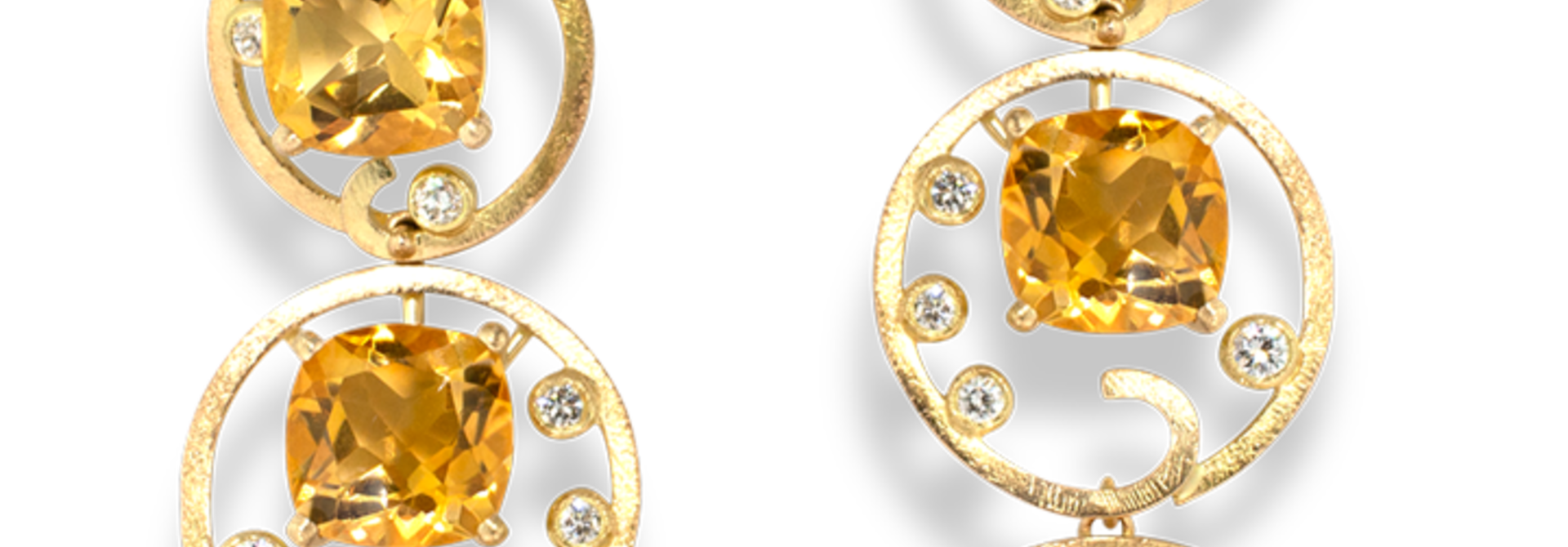 Ombre Citrine and Diamond Yellow Gold Earrings