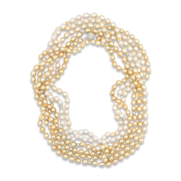 Ombre South Sea White & Golden Baroque Pearl Necklace - 140"