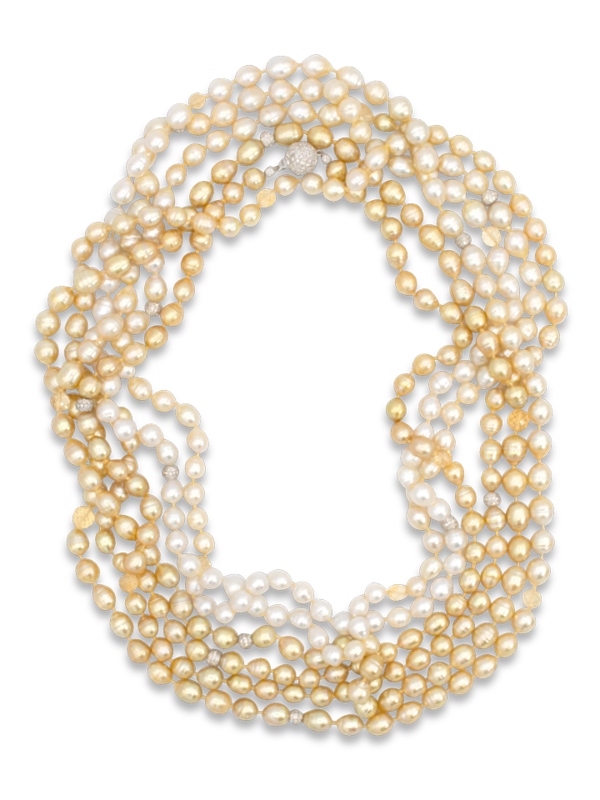 Ombre South Sea White & Golden Baroque Pearl Necklace - 140"