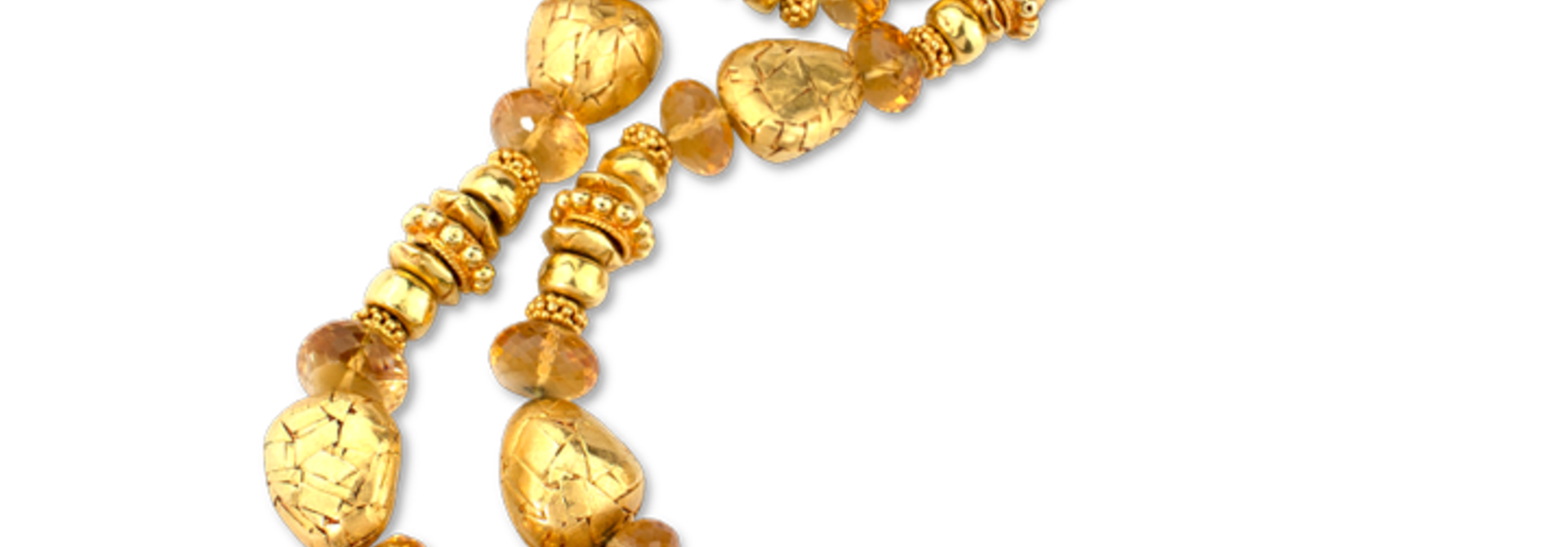 Handmade Gold Beads & Citrine Necklace - 30"