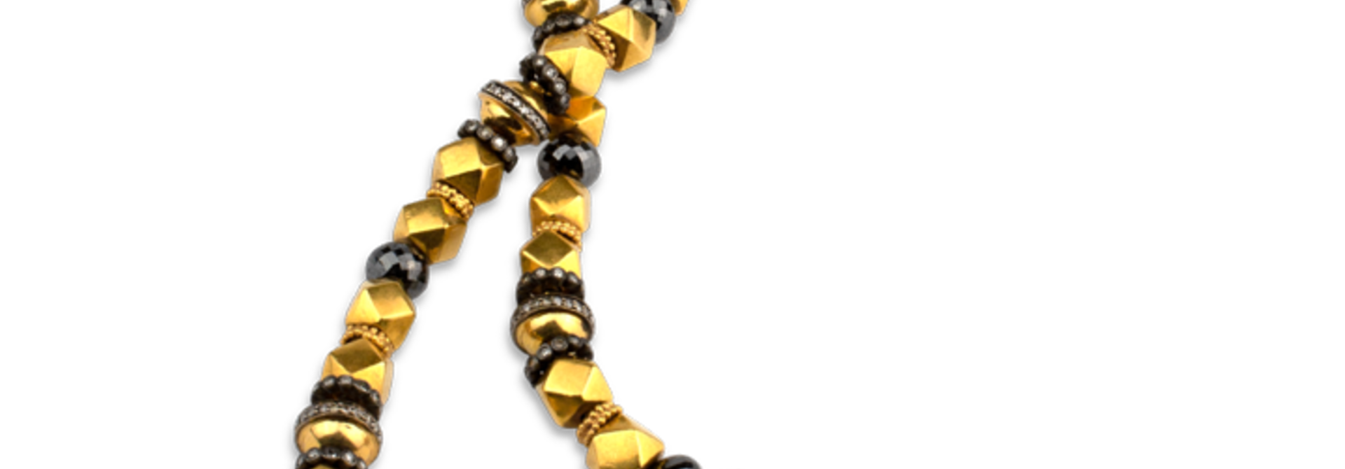 Black Diamond & 18K Gold Necklace - 28"