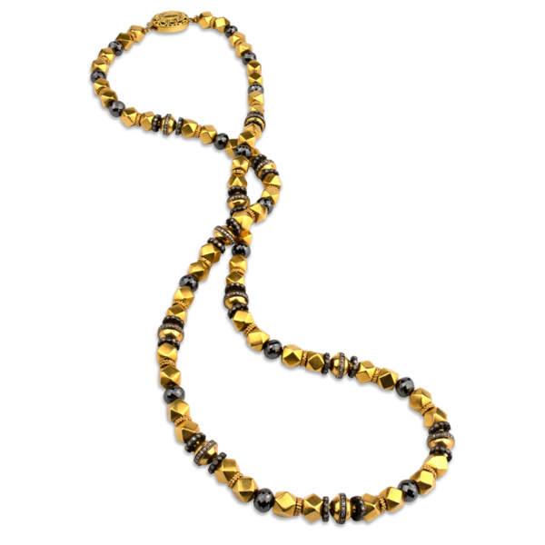 Black Diamond & 18K Gold Necklace - 28"