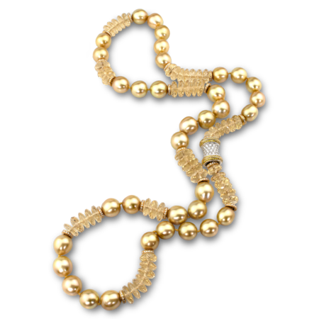 Golden South Sea Pearl & Heliodor Necklace - 28"