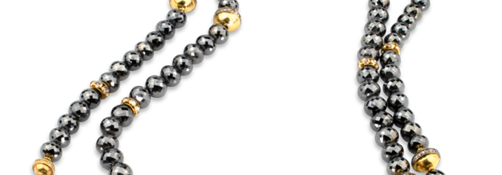 Black Diamond & Gold Necklace - 54"