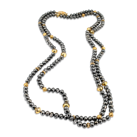 Black Diamond & Gold Necklace - 54"