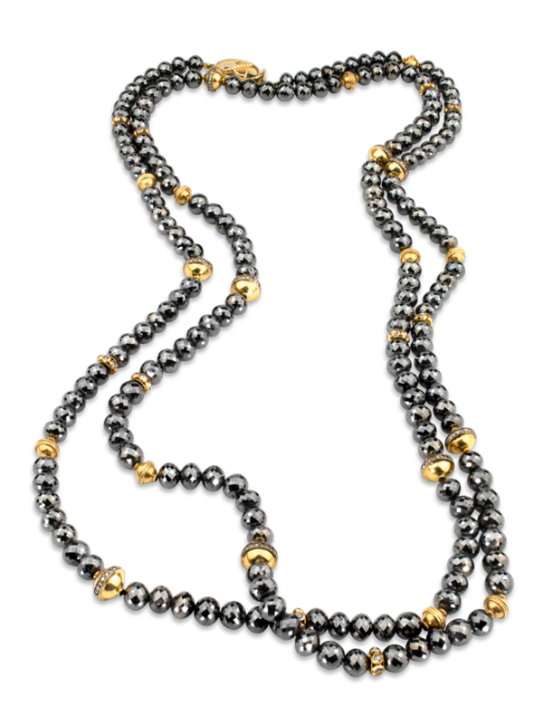 Black and Tan Beaded Gold Necklace | Ben-Amun Jewelry