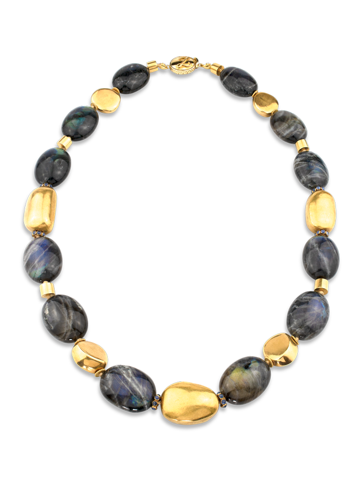 Labradorite and Gold Necklace - 24"-1