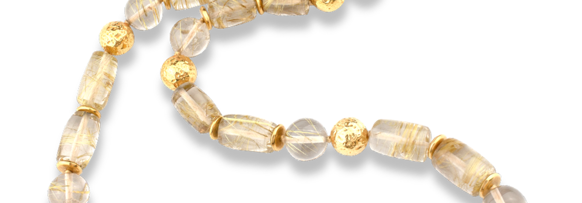 Rutilated Quartz and 18K Gold Necklace