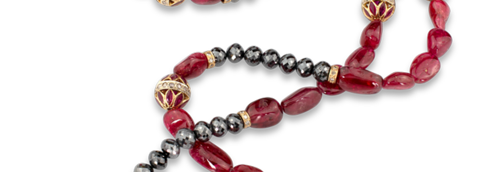 Spinel and Black Diamond Necklace - 40"