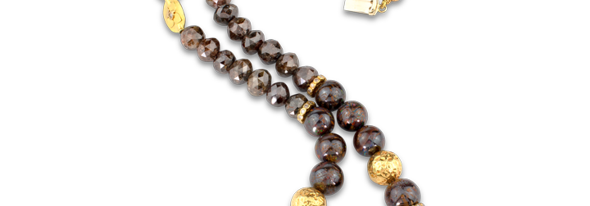 Boulder Opal and Brown Diamond Necklace - 32"