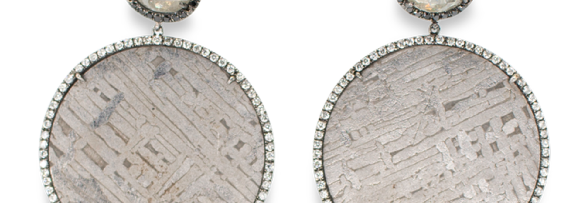 Meteorite and Rough Diamond Earrings