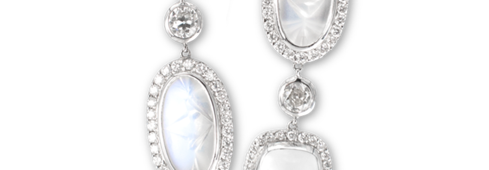 Moonstone & Diamond Earrings