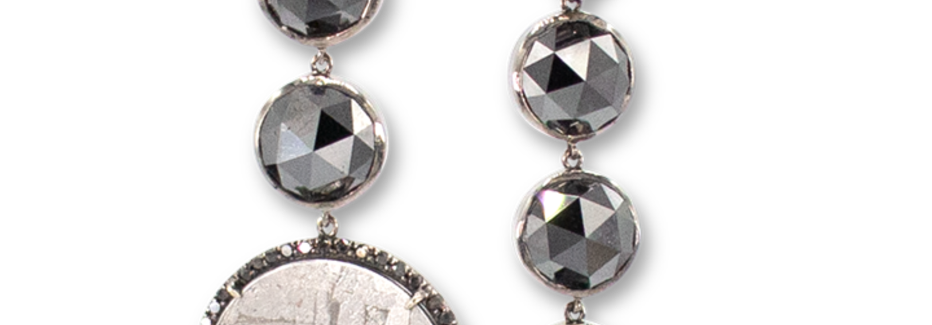 Black Diamond & Meteorite Earrings