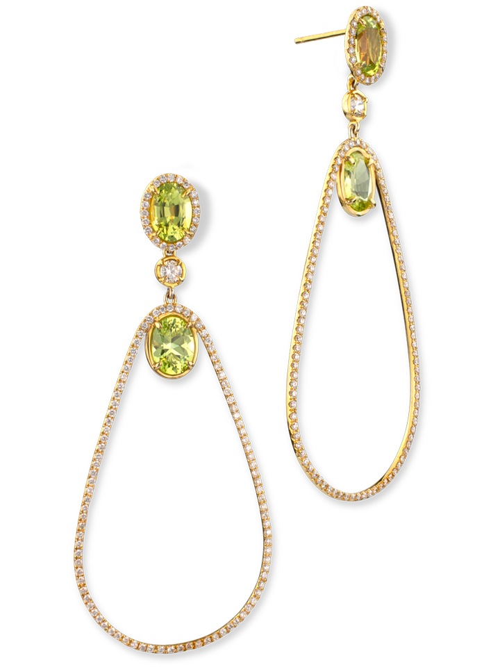 Chrysoberyl & Diamond Earrings