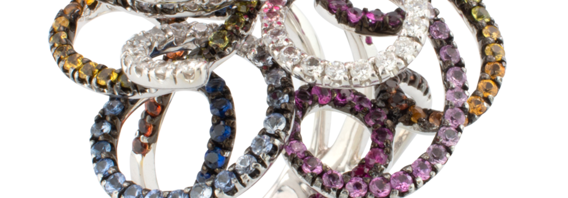 Sapphire, Spinel & Diamond Swirl Ring