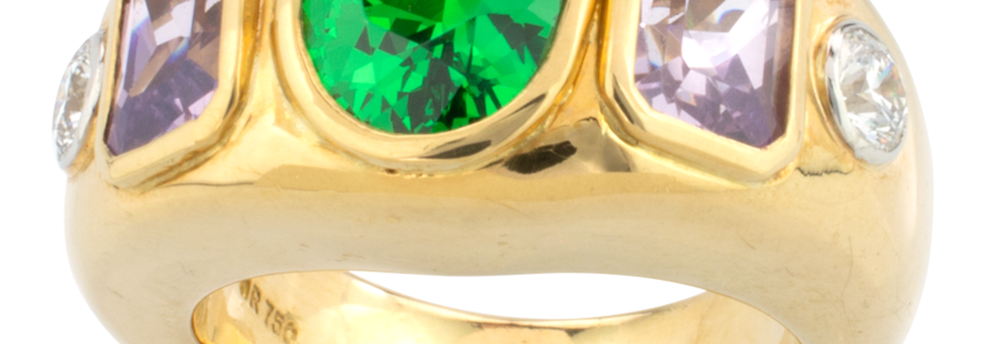 Tsavorite, Lavender Spinel & Diamond Ring