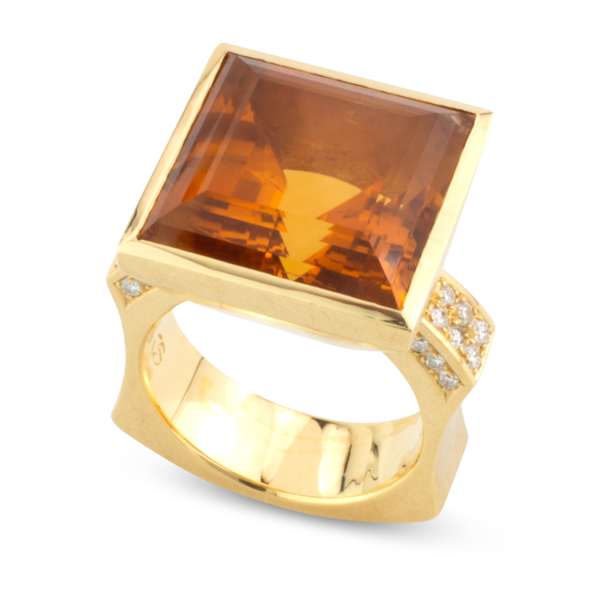 Silhouette Citrine & Diamond Ring