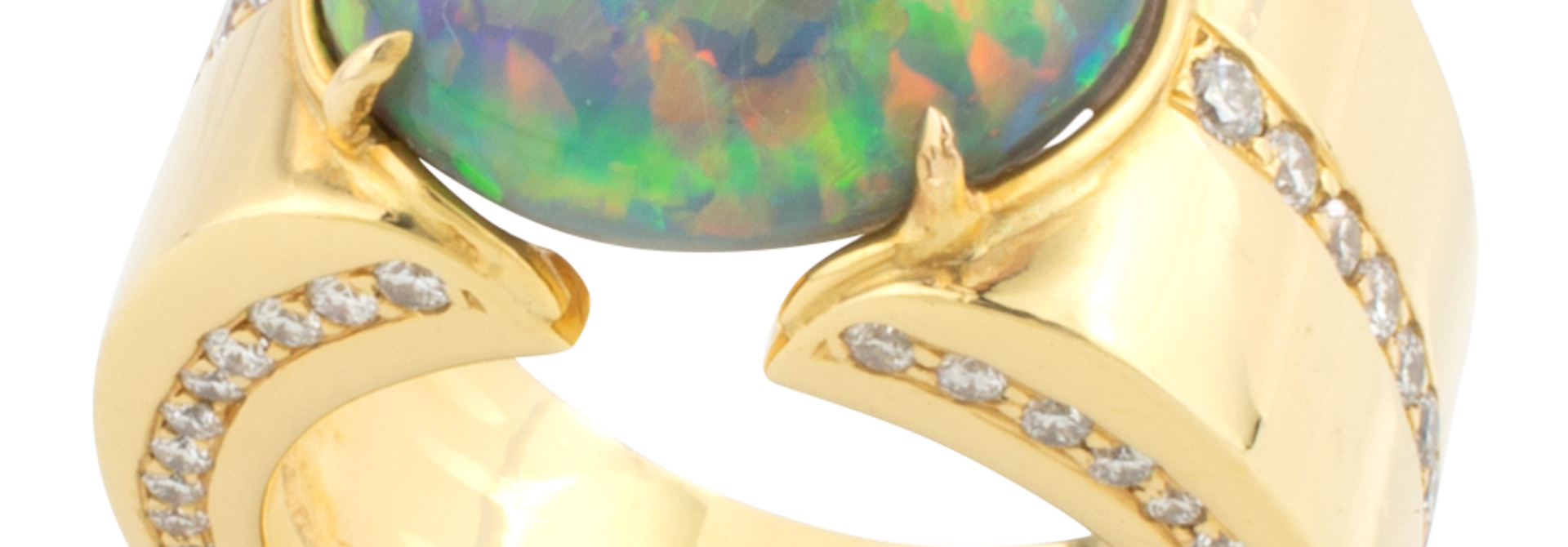 Black Opal & Diamond Cigar Band Ring
