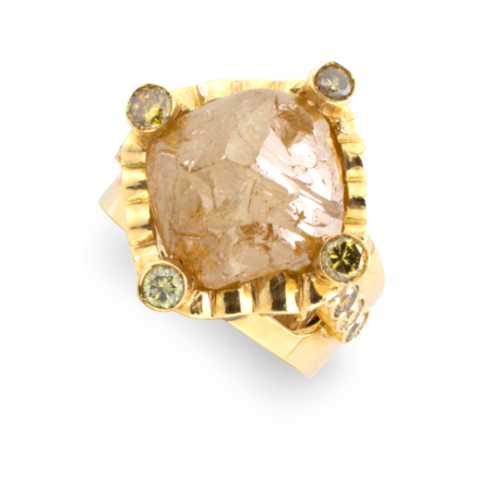 Natural Golden Diamond Nugget Ring