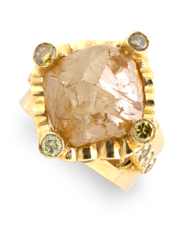Natural Golden Diamond Nugget Ring