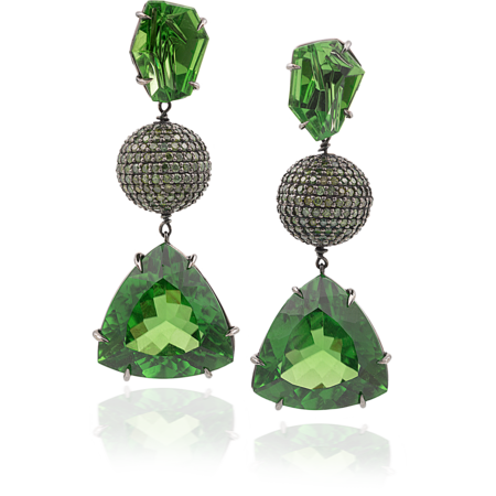 Peridot & Green Diamond Earrings