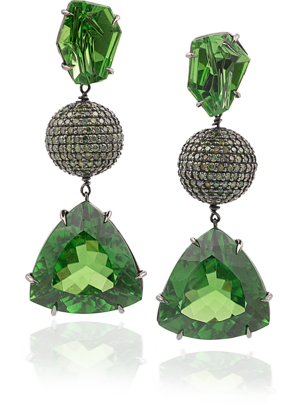 Peridot & Green Diamond Earrings