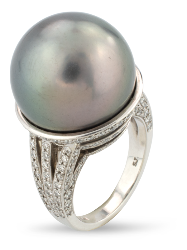 Tahitian Pearl & Diamond Ring