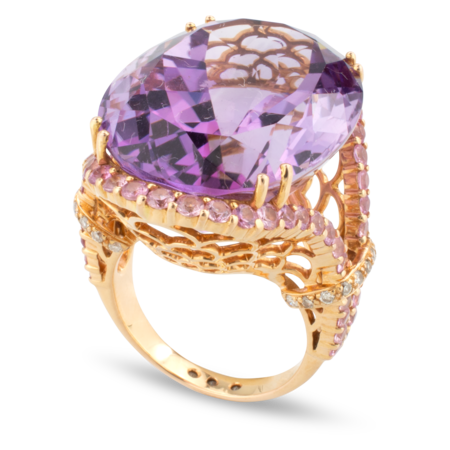 Amethyst Ring with Pink Sapphires