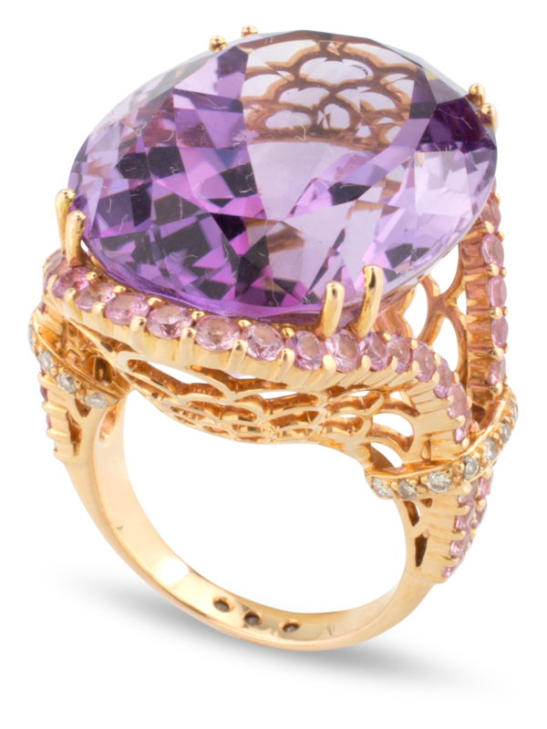 Amethyst Ring with Pink Sapphires