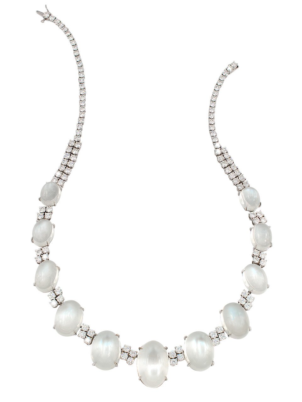 Silver Moonstone and Diamond Necklace-1