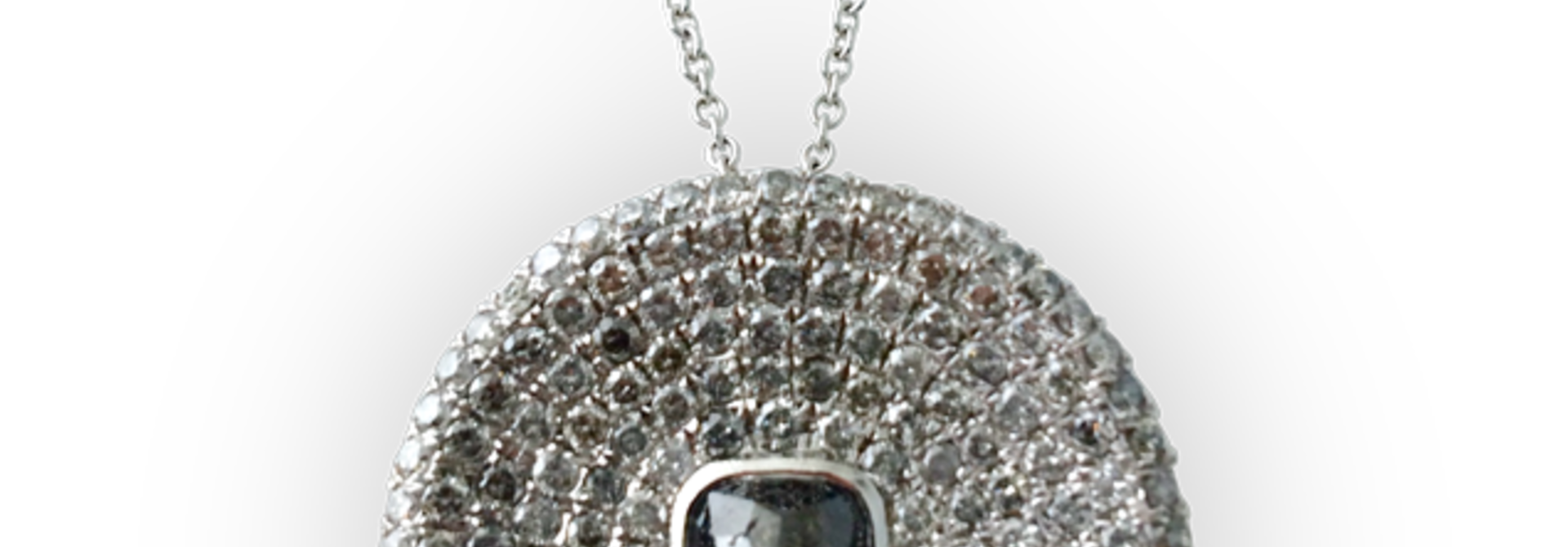 Grey and White Diamond Disc Pendant