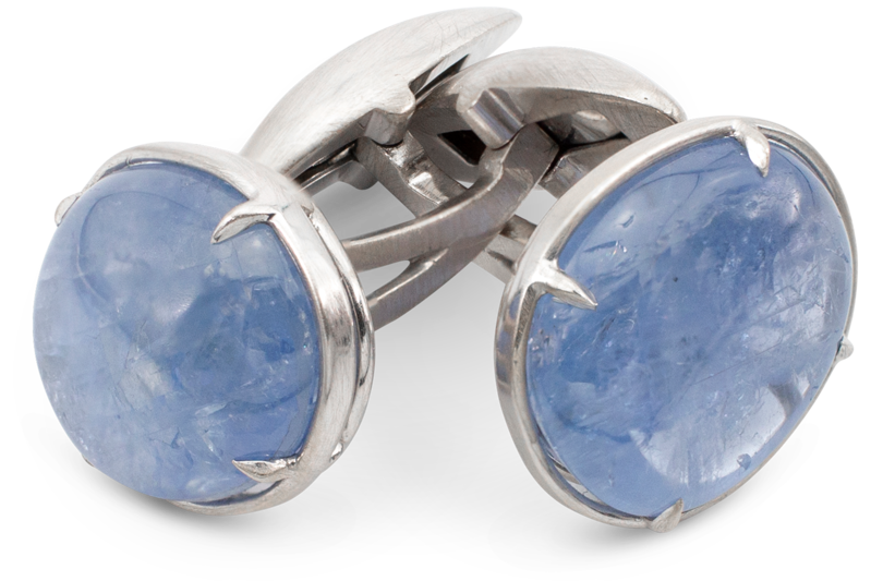 TieMart Blue Round Cufflinks