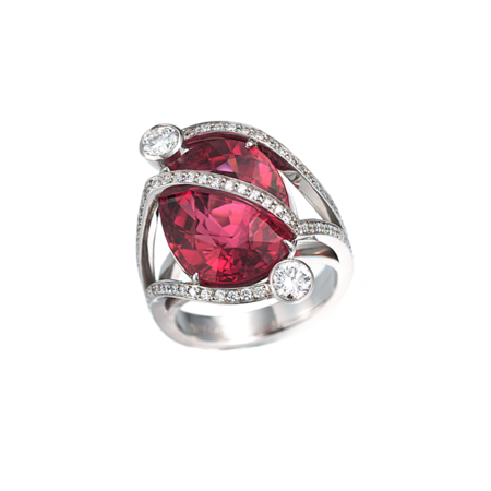 Rubelite Ring with Diamonds